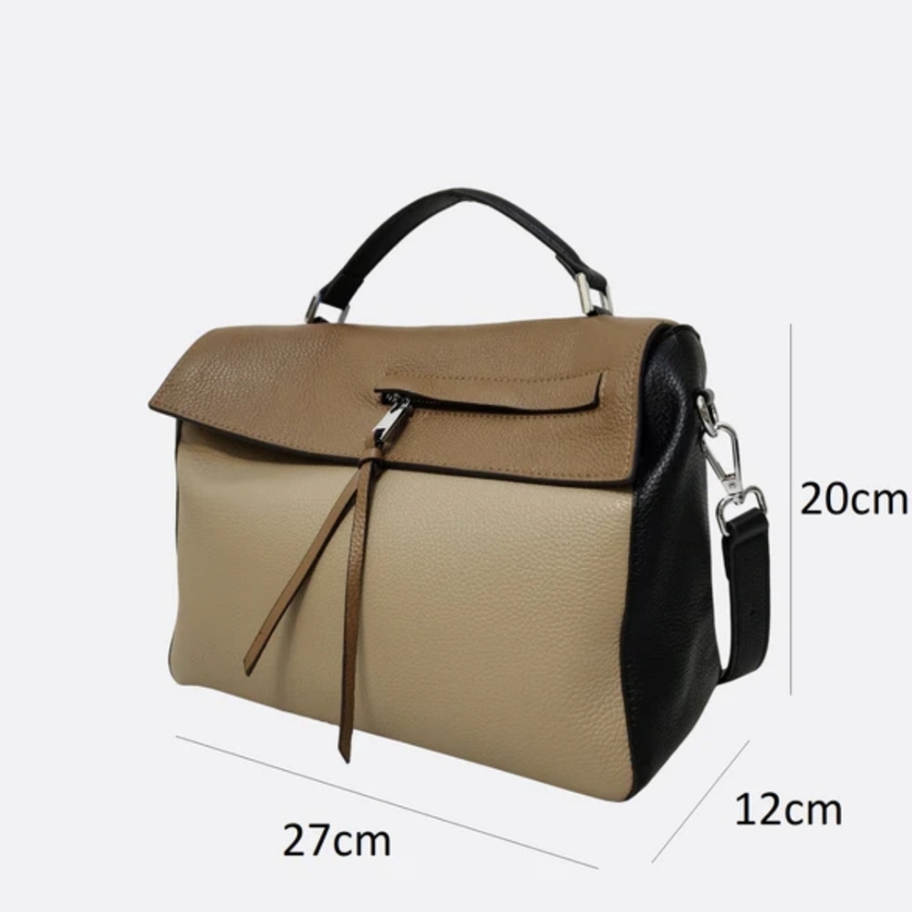 Two-toned cow leather ladies' crossbody shoulder bag